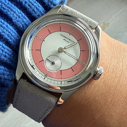 Pierre Paulin Salmon Dial Watch 50m Skin Diver Watch Vintage Small Seconds Mechanical Hand Watch 38mm Reloj Hombre Metal