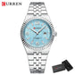 CURREN Women's Watch New Two- Tone Bracelet Quartz Wristwatch with Luminous Hands Luxury Shiny Dial with Stainless Steel Band