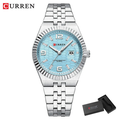 CURREN Women's Watch New Two- Tone Bracelet Quartz Wristwatch with Luminous Hands Luxury Shiny Dial with Stainless Steel Band