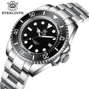 SD1964 STEELDIVE 1000M Waterproof 45.4MM Big Water Ghost Watch For Men Super BGW9 Blue Luminous Dive Watch with Valve