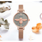 MEGIR Fashion Women Watches Luxury Quartz Wristwatch Rose Gold Mesh Strap Ladies Business Casual Watch Reloj Mujer 7009