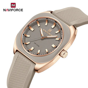 NAVIFORCE Simple Women Watches Luxury Design Silicone Watch Ladies Quartz Wristwatch Womens Polygon Dial Luminous Reloj Mujer