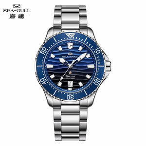 Seagull Ocean Series 300M Waterproof  Men Automatic Mechanical Watch Sea Wave Dial Sports Diving Luminous Calendar 41mm 1218 New