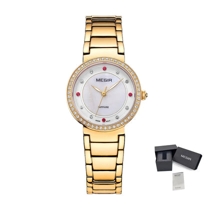 MEGIR Fashion Stainless Steel Women Bracelet Quartz Watches Elegant Business Ladies Clock Female Sport Wristwatch Reloj Mujer