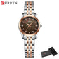 CURREN Ladies Watch with Two-Tone Stainless Steel Bracelet 28mm Dial with Rhinestones Markers Shimmering Shell Dial Elegant Idea