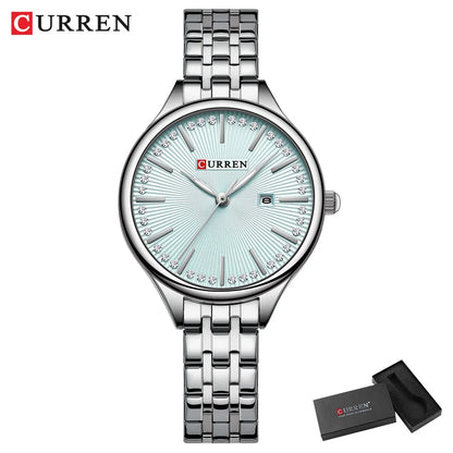 CURREN Fashion Brand Ladies Two Tone Watches Simple Quartz Waterproof Wristwatch for Women with Auto Date