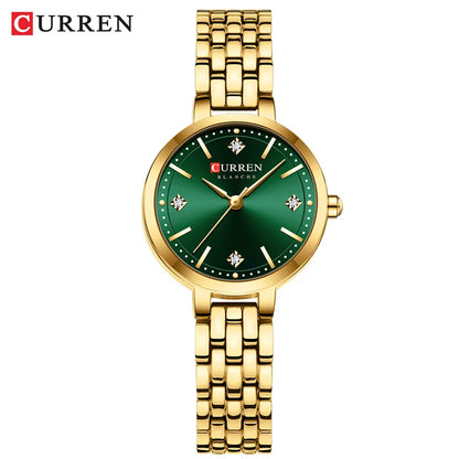 CURREN Luxury Women's Rhinestones Dial Quartz Watch Stainless Steel Band Stylish Elegant Ladies Wristwatches