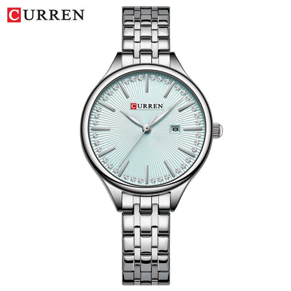 CURREN Fashion Brand Ladies Two Tone Watches Simple Quartz Waterproof Wristwatch for Women with Auto Date