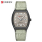 CURREN Luxury Brand Men's Quartz Watch Unique Design Business Tonneau Dial with Day Date Display Luminous Hands Vintage Style