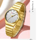 CURREN Luxury Classic Quartz Watch for Women Round Dial with Rhinestones Stainless Steel Bracelet Elegant Dress Wristwatch