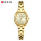 CURREN Vintage Style Tonneau Case Elegant Petite Quartz Watch for Women Luminous Hands with Stainless Steel Bracelet Lightweight