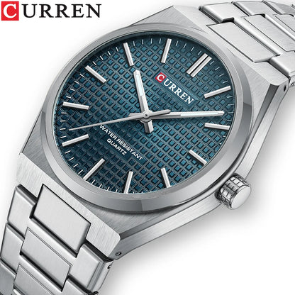 CURREN Fashion Dress Quartz Watches for Men/Women Minimalist Design Dial with Luminous Hands Stainless Steel Band