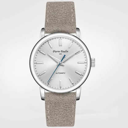 Pierre Paulin Salmon Dial Business Series Sapphire Automatic Mechanical Watch Men's NH38 Waterproof Leather Watch 2024 New