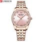 CURREN Classy Dress Watches for Women Stainless Steel Band Clock Female Rhinestone Dial Slim Wristwatches Ladies