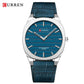 CURREN Men's Minimalist No Seconds Hand Design Quartz Watch, Fashion Slim Lightweight Leather Strap Wristwatches 8480