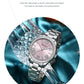 CURREN NEW Luxury Stainless Steel Wristwatches for Ladies Romantic Rose Pink with Rhinestones Roman Numeral Dial