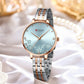CURREN Fashion Quartz Wristwatches for Women Simple Stainless Steel Watch Bracelet with Flower Design Dial