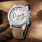 MEGIR Luxury Men's Watch Fashion Simple Casual Sports Watches for Men Leather Strap Waterproof Quartz Chronograph Clock 3010