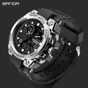 SANDA 739 Trendy Design 2024 New Arrival Alarm Mode Sports Hand Clock For Men Analog Digital Display Fashion Watch