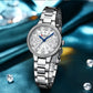 CURREN Quartz Wristwatches for Wommen Luxury Rhinestones Rose Dial Fashion Watches with Stainless Steel Band New