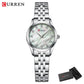 CURREN Ladies Watch with Two-Tone Stainless Steel Bracelet 28mm Dial with Rhinestones Markers Shimmering Shell Dial Elegant Idea