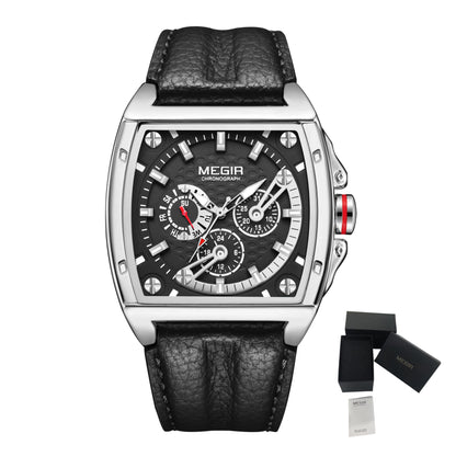 MEGIR Fashion Men Watch Chronograph Luxury Waterproof Military Wristwatch Leather Sport Quartz Date Week Clock Reloj Hombre 2204