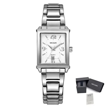 MEGIR Silver Women Watches Top Brand Luxury Waterproof Watch Bracelet Fashion Stainless Steel Bracelet Wristwatch for Women 1079