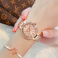 CURREN Quartz Wristwatches for Wommen Luxury Rhinestones Rose Dial Fashion Watches with Stainless Steel Band New