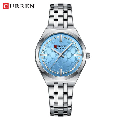 CURREN Designer Style Watch for Women Elegant 32mm Dial with Rhinestones Stainless Steel Band  Luxury Dress Ladies Wristwatch