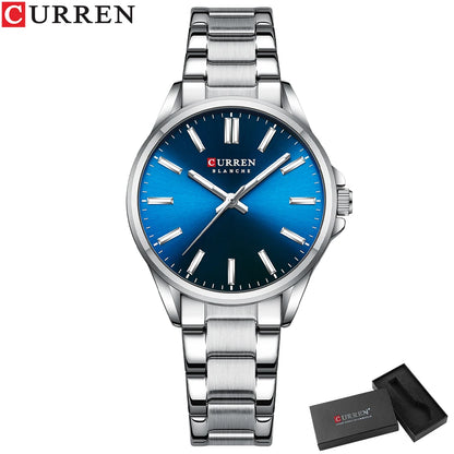 CURREN Fashion Brand Watches for Women Simple Casual Stainless Steel Bracelet Quartz Pointers Wristwatches Luminous Hands Clock