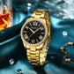 CURREN NEW Luxury Stainless Steel Wristwatches for Ladies Romantic Rose Pink with Rhinestones Roman Numeral Dial