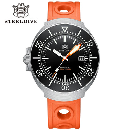 Steeldive SD1980 One-Piece Case 45MM Mens Diver Watch Automatic Mechanical BGW9 Luminous 1000M Waterproof Left Crown Watch