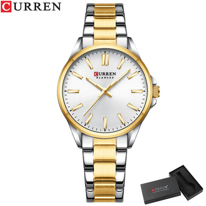 CURREN Fashion Brand Watches for Women Simple Casual Stainless Steel Bracelet Quartz Pointers Wristwatches Luminous Hands Clock