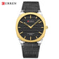 CURREN Men's Minimalist No Seconds Hand Design Quartz Watch, Fashion Slim Lightweight Leather Strap Wristwatches 8480