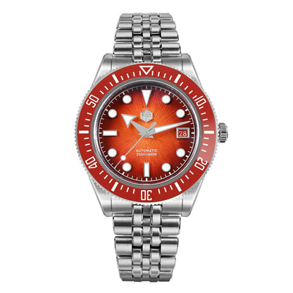 San Martin 37.5-40mm Limited Edition Red JianZhan Enamel Sunburst Dial Men's Diver Watch Miyota 9015 Automatic Mechanical SN0148
