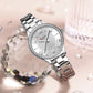 CURREN Luxury Rhinestones Rose Dial Fashion Watches with Stainless Steel Band New Quartz Wristwatches for Women