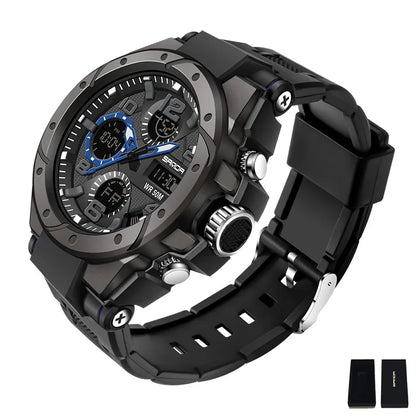 SANDA 6008 Wristwatches Waterproof Swimming Military Watch Men Sports Watches Dual Display Analog Digital LED Electronic Quartz