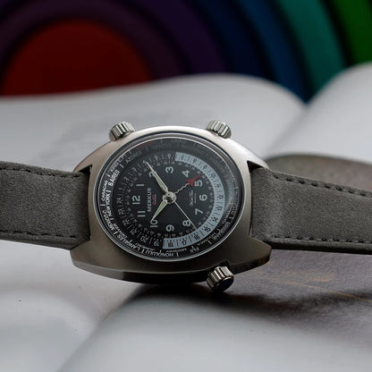 New Merkur Watch Vintage 70's Alarm Mechanical Men Watch Complicated Manual Universal Time Watch