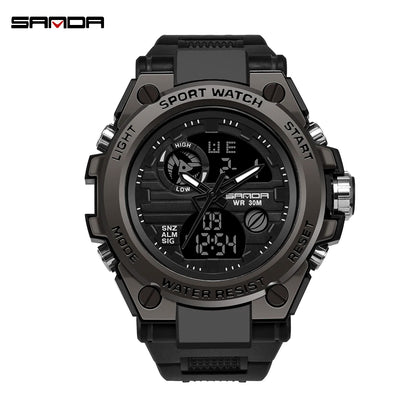 SANDA 739 Trendy Design 2024 New Arrival Alarm Mode Sports Hand Clock For Men Analog Digital Display Fashion Watch