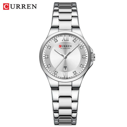 CURREN Luxury Brand Wristwatches for Women Stainless Steel Band with Elegance Dial Luminous Hands Waterproof watch