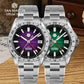San Martin 39mm Purple Desert Texture Dial Luxury Men Dress Watch  NH34 GMT Automatic Mechanical Waterproof 100m Luminous SN0129