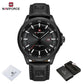 NAVIFORCE Luxury Brand Watch Alloy Case Leather Band Men Watches Quartz Sports Wristwatch Male Calendar Clock Gift reloj hombre