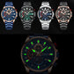 CURREN New Blue Multi Function Quartz Watches Sport Stainless Steel Band Wristwatches for Men with Luminous Hands