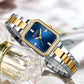 CURREN Luxurious Elegant Women's Watches Classic Rectangular Dial with Rhinestones Luminous Hands Waterproof