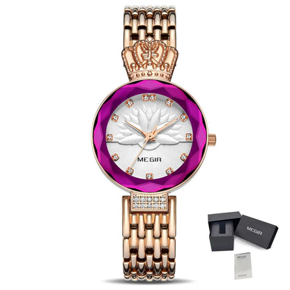 MEGIR Rhinestone Elegant Women Luxury Brand Watch Female Diamond Wristwatch Clock Ladies Sport Casual Watches Relogio Feminino