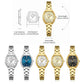 CURREN Vintage Style Tonneau Case Elegant Petite Quartz Watch for Women Luminous Hands with Stainless Steel Bracelet Lightweight