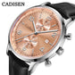 CADISEN Men Watch Quartz Luxury Brands MIYOTA 0S11 Movement Chronograph Sunburst Salmon Dial AR Coated Glass Waterproof Watches