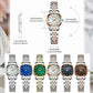 CURREN Ladies Watch with Two-Tone Stainless Steel Bracelet 28mm Dial with Rhinestones Markers Shimmering Shell Dial Elegant Idea