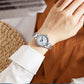 CURREN Quartz Wristwatches for Wommen Luxury Rhinestones Rose Dial Fashion Watches with Stainless Steel Band New
