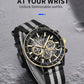 MEGIR Classic Quartz Watch for Men Waterproof Multi-Function Sport Chronograph Fashion Canvas Strap Male Wristwatch Clock 8121